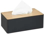 relaxdays Papiertuchbox Schwarze T&uuml;cherbox mit Bambusdeckel (1 St)