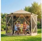Outsunny Faltpavillon Sechseck-Pavillon, Partyzelt f&uuml;r Garten und Terrasse,...