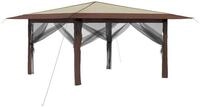 vidaXL Pavillon 4 x 4 m Pavillon mit 4 Seitenw&auml;nden 4x4 m Creme und Braun