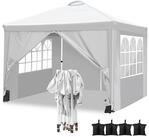 LuxusKollektion Faltpavillon Pavillon 3x3m Wei&szlig; mit 4 Seitenteilen