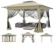 LuxusKollektion Faltpavillon Faltpavillon 4x4m Khaki UV-Schutz M&uuml;ckenschutz