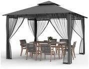LuxusKollektion Pavillon Gartenpavillon 2.8x2.8m Grau Doppeldach Moskitonetz