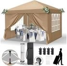 LuxusKollektion Faltpavillon Faltpavillon Khaki 3x3m 4 Seitenw&auml;nde