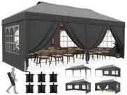 LuxusKollektion Faltpavillon Faltpavillon 3x6m Grau mit Bogenfenstern