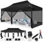 LuxusKollektion Faltpavillon Faltpavillon 3x6m mit Netzseitenw&auml;nden Schwarz