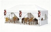 COSTWAY Faltpavillon, 3x6 m Gartenpavillon mit 4 Seitenw&auml;nden, Pop-Up Pavillon