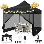 LuxusKollektion Faltpavillon Faltpavillon 3x3m Mesh Seitenw&auml;nde Schwarz