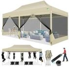 LuxusKollektion Faltpavillon Faltpavillon 3x6m Khaki Mesh-Seitenw&auml;nde