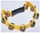 FAME Tambourine,Hand Tambourine Gelb Doppelreihige Stahl-Schellen Halbmond-Form