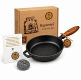 Maysternya Bratpfanne Gusseisen Pfanne &Oslash; 24 x 6 cm - Induktion - Holzgriff,