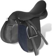 vidaXL Wanderreitsattel 14 cm Pferdereiten Sattelset 16 echtes Leder schwarz 14...