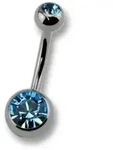 Zeeme Bauchnabelpiercing Titan silberfarben Kristall dunkelblau grau