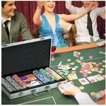 SPORTNOW Spiel Pokerkoffer Set mit 500 Pokerchips Schloss 11,5 Gramm, Pokerset,