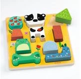 DJECO Lernspielzeug 2in1 Holz Stapel- & Steckpuzzle f&uuml;r Kleinkinder ab 18...