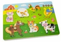 Viga&reg; Holzspielzeug Puzzle VIGA Holzpuzzle mit Ger&auml;uschen Haustiere, Puzzleteile