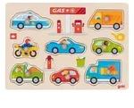 goki Puzzle GOKI Steckpuzzle Tankstelle, Puzzleteile