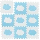 relaxdays Spielmatte 18-tlg. Puzzlematte Wolke (18-St), Wei&szlig;-Blau