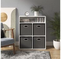 Vicco B&uuml;cherregal, Wei&szlig;, 72 x 90.2 cm mit 4 Faltboxen, 1-tlg.