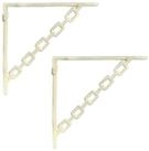 vidaXL Wandregal 145 x 145 x 3 cm Wandregalhalterungen 2 stk Antik Wei&szlig;...