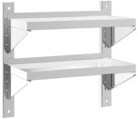 vidaXL Regal Wandregal mit 2 B&ouml;den 50x23,5x48 cm Silbern Edelstahl, 1-tlg.