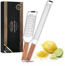 ECENCE K&auml;sereibe K&uuml;chenreiben Set 2-teilig Edelstahl mit Akazienholzgriff,...