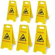 BRB-Lagertechnik Warnschild 6er-Set Warnschild Achtung Rutschgefahr, Warnschild...