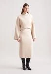 Midirock SEIDENSTICKER, Damen, Gr. S, beige (ecru), 80% Wolle, 15% Polyamid, 5%