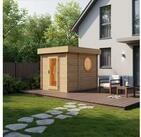 FinnTherm Saunahaus Cubus, BxTxH: 264 x 321 x 257 cm, 70 mm, in Naturbelassen...