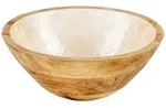 Levandeo&reg; Dekoschale, Sch&uuml;ssel 21cm Mango Holz Creme Perlmutt Emaille Schale...