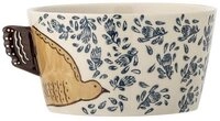 Bloomingville Sch&uuml;ssel Hezha, Steingut, in Natur/Blau, 460ml, mit Vogelmotiv