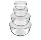 Arendo Salatsch&uuml;ssel 4x Glassch&uuml;sseln mit Deckel 0,7L, 1,1L, 2,7L & 4,4L, Glas
