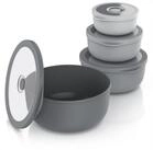 Arendo R&uuml;hrsch&uuml;ssel 4er Plastiksch&uuml;ssel-Set mit Deckel 0,35 L / 0,65 L / 1,2...