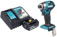 Makita Akku-Schlagschrauber DTD 173 RT1 18 V 180 Nm 1/4&ldquo; Brushless + 1x Akku...
