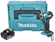 Makita Akku-Schlagschrauber DTD 173 T1J 18 V 180 Nm 1/4&ldquo; Brushless + 1x Akku...