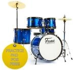 FAME Schlagzeug,Kiddyset 5 PC Junior Drumset Blue Kinderschlagzeug mit Bass...