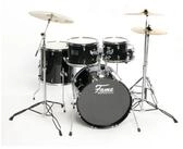 FAME Schlagzeug,FG20B-BK First Gig Studio Set Schwarz Komplettes Drum-Set 20...