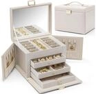 LuxusKollektion Schmuckkasten Schmuckkasten Schmuckbox PU Leder Spiegel 4 Ebenen