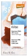 Vivani S&uuml;&szlig;igkeit Schokoladentafel - Espresso Milch 38% Cacao 90g, VIVANI