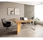 DELIFE Schreibtisch Live-Edge, Akazie Natur 170x170 Gestell Silber Baumkante
