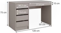 Vicco Schminktisch Sherry, Cashmere, 120 cm ohne Spiegel (1-St)