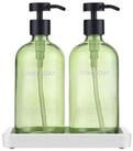 LuxusKollektion Seifenspender Seifenspender Glas Gr&uuml;n mit Tablett