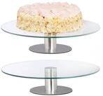 relaxdays Tortenplatte mit Fu&szlig; im 2er Set, Glas, (2-tlg)