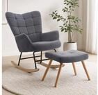 OKWISH Schaukelstuhl Relaxsessel mit Schaukelbewegung & Polsterung (Grau,...