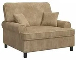 vidaXL Sessel XXL-Sessel mit Kissen Beige 1,5 Linien Stoff (1-St)