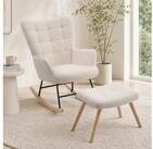OKWISH Schaukelstuhl Relaxsessel mit Schaukelbewegung & Polsterung (Beige,...