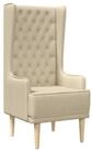 vidaXL Sessel 64 x 64 x 131 cm Sessel Polstersessel Thron Hochlehner Creme Stoff