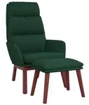vidaXL Sessel Relaxsessel mit Hocker Dunkelgr&uuml;n Stoff (1-St) gr&uuml;n