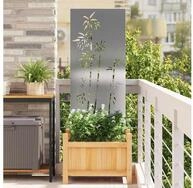 vidaXL Wandbild Garten Sichtschutz-Leinwand Floral Silber 50 x 140 cm...