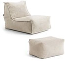 mokebo Sitzsack Der Sundowner (aus weichen Cord in Natur), mit Hocker,...