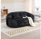 LuxusKollektion Loungesofa Sitzsack Bean Bag Lounger F&uuml;llung Chenille Schwarz
